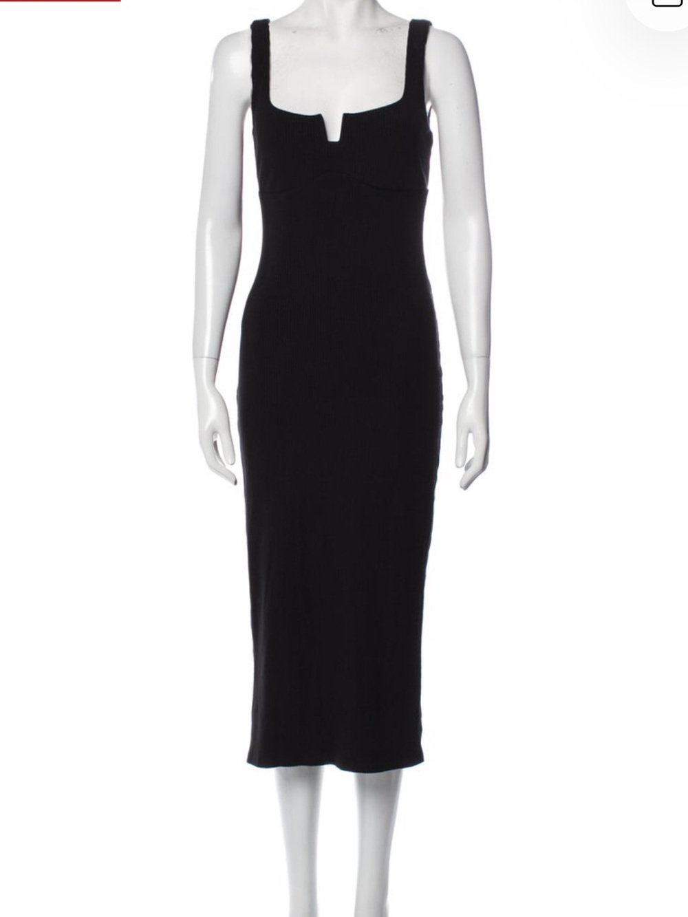 Reformation Black Square-Neck Midi Dress